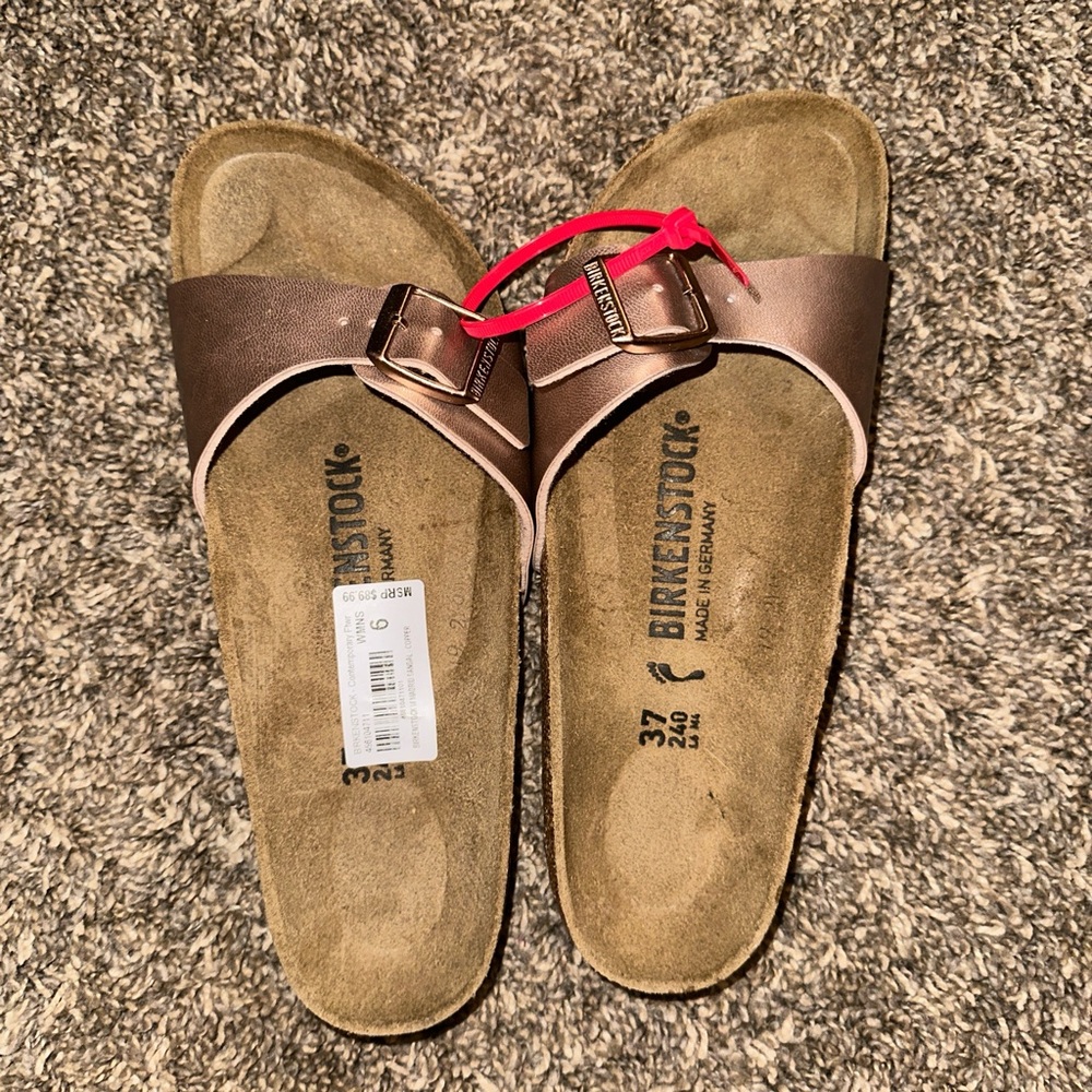 One Strap Copper Birkenstocks
